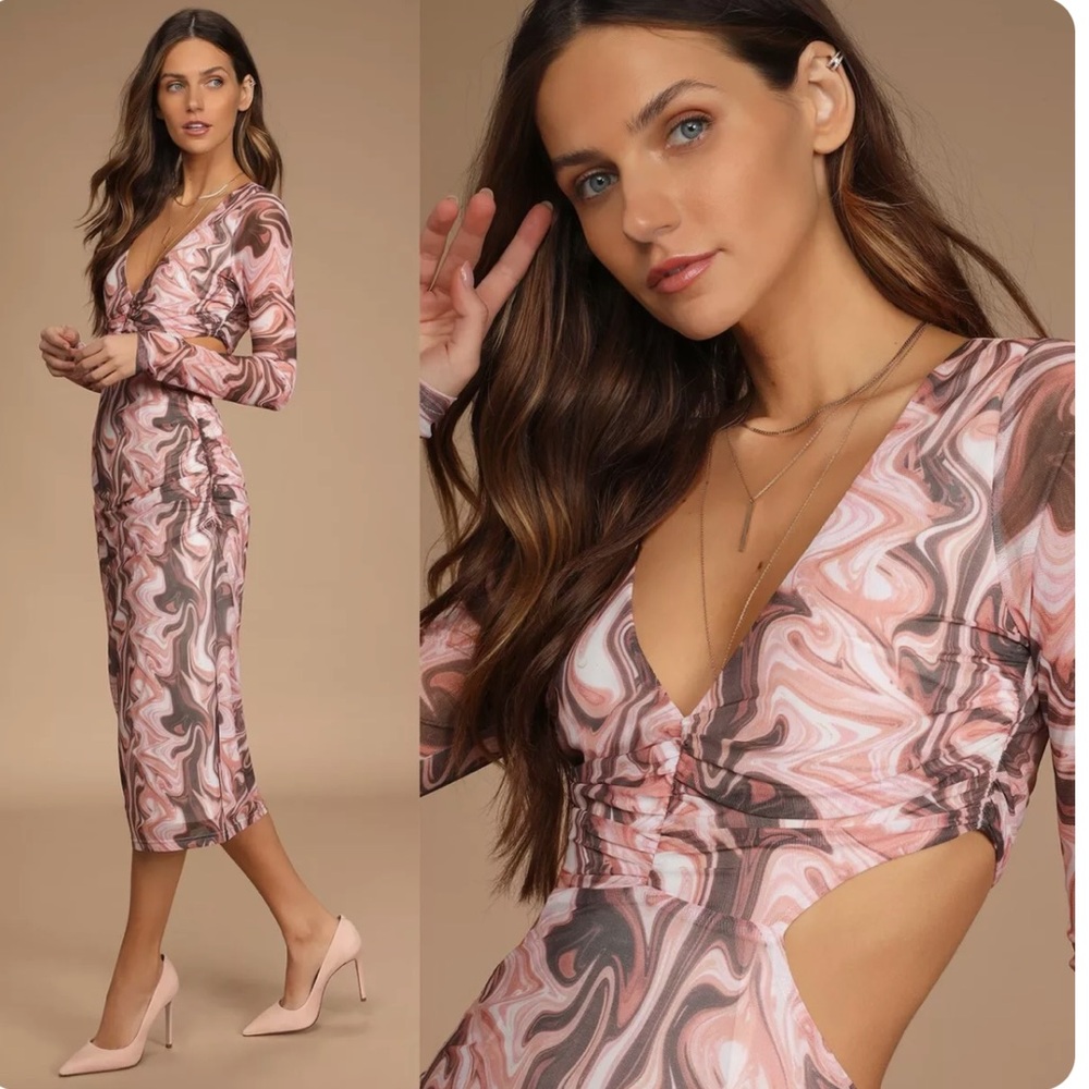 EUC Lulus Swirl Cutout Midi Dress